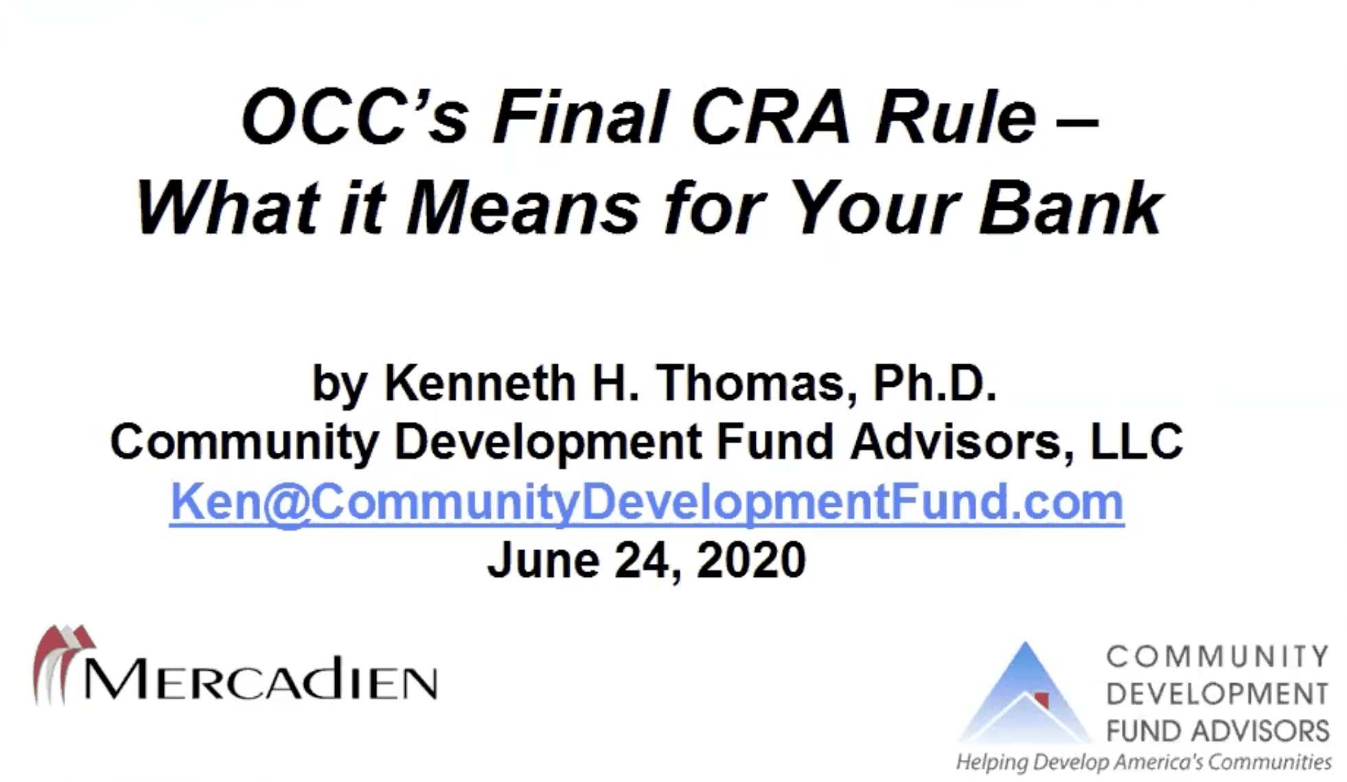 OCC's Final CRA Rule What It Means For Your Bank Mercadien